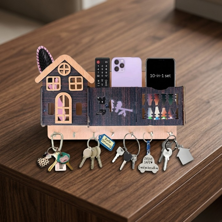 Marble Finish Key Holder with 6 Hooks