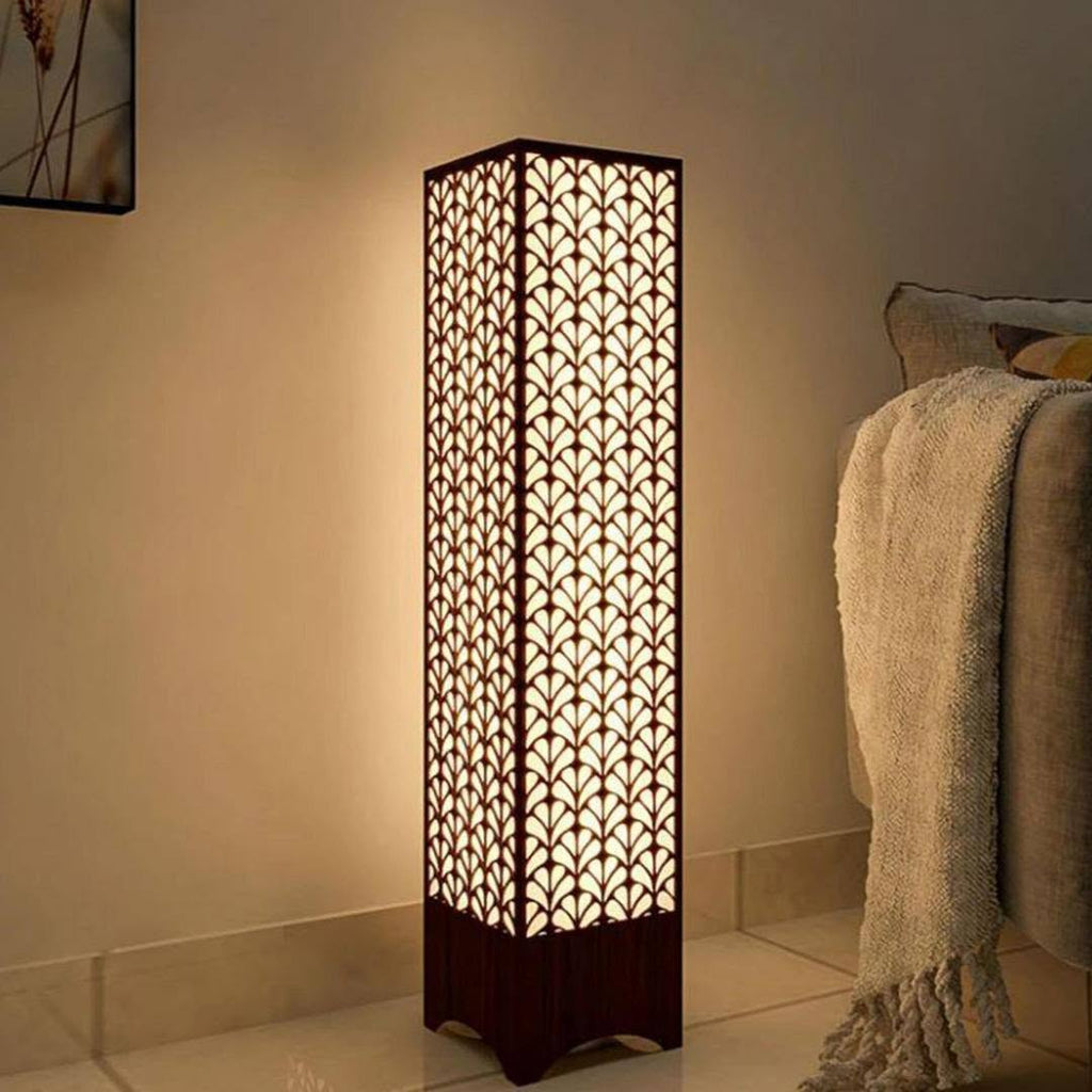 Leaf Design Wooden Floor Lamp