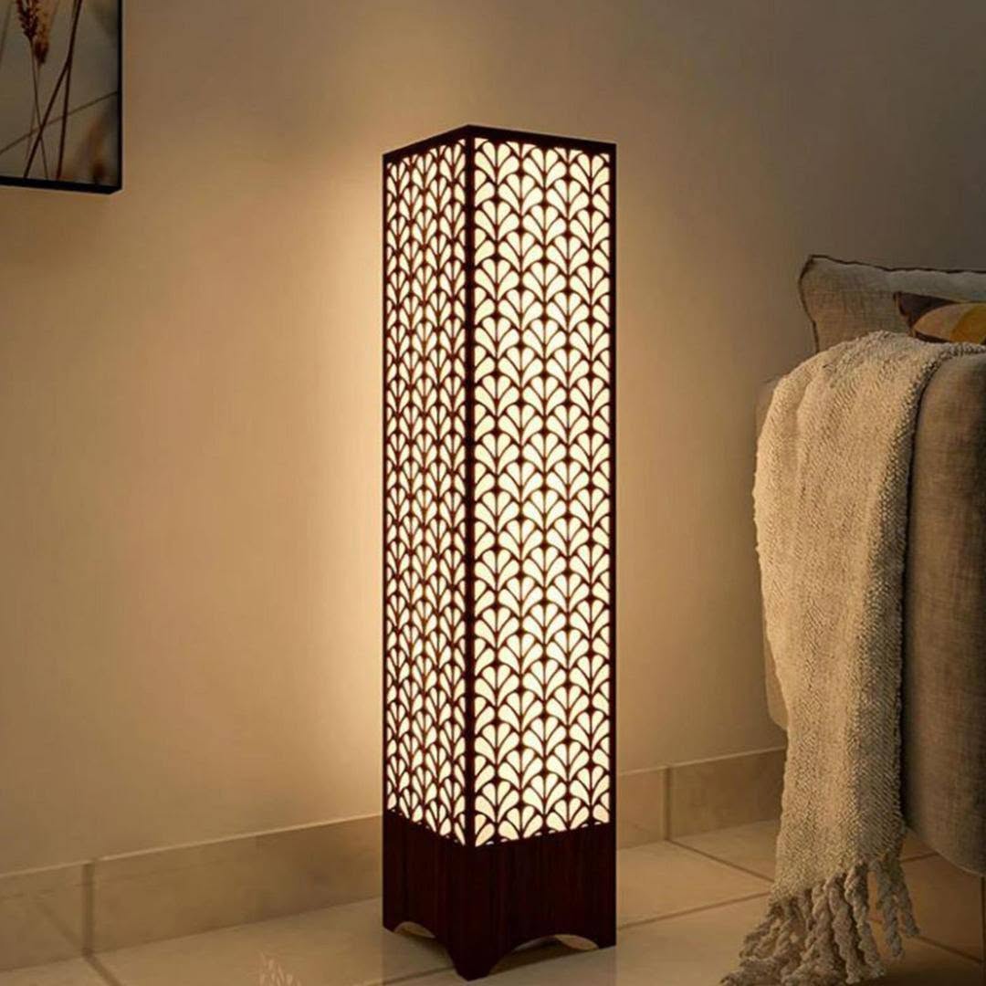 Leaf Design Wooden Floor Lamp