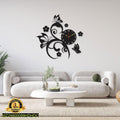 Black Floral Butterfly Wall Clock